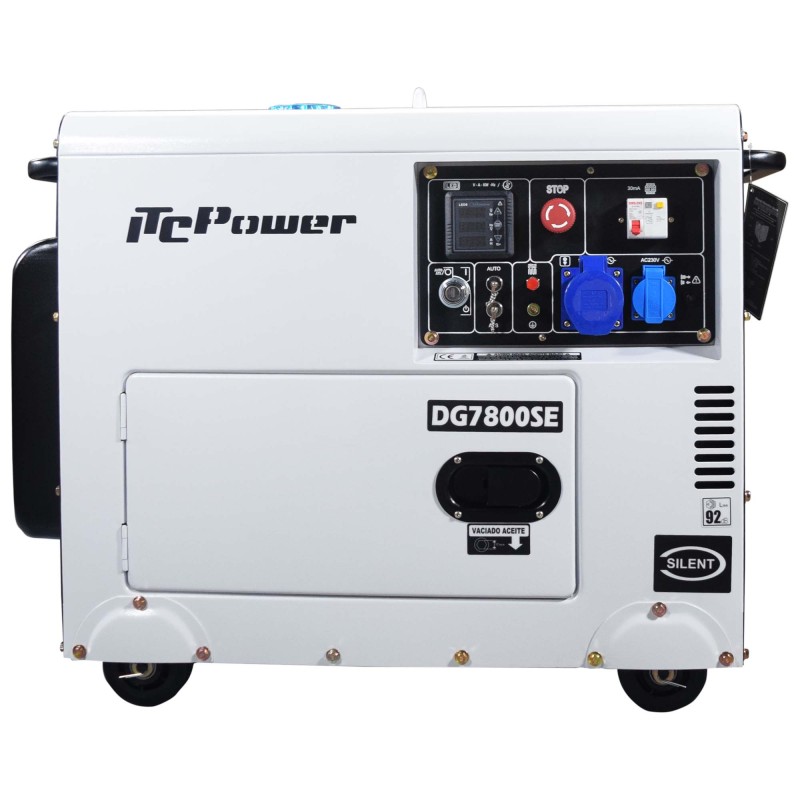 Melhor opção! Gerador ITCPower monofásico de 6300 W, insonorizado, com arranque elétrico. Para apoio a instalações solares ou em