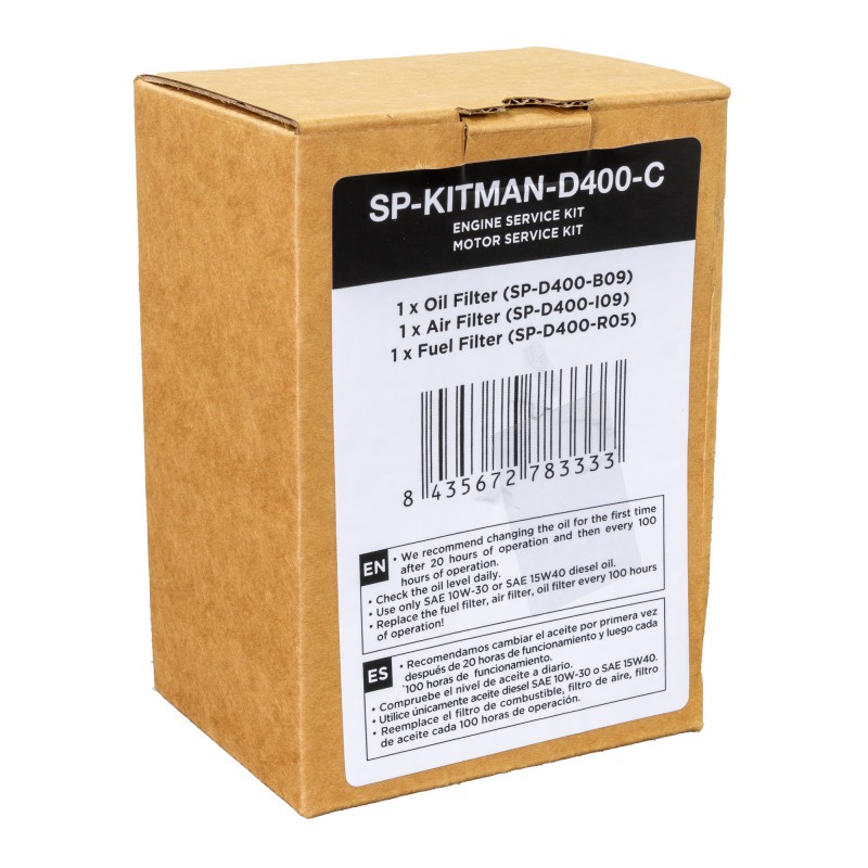 Kit de filtros para manutenção de geradores eléctricos a diesel. Inclui: filtro de óleo, filtro de combustível e filtro de ar.