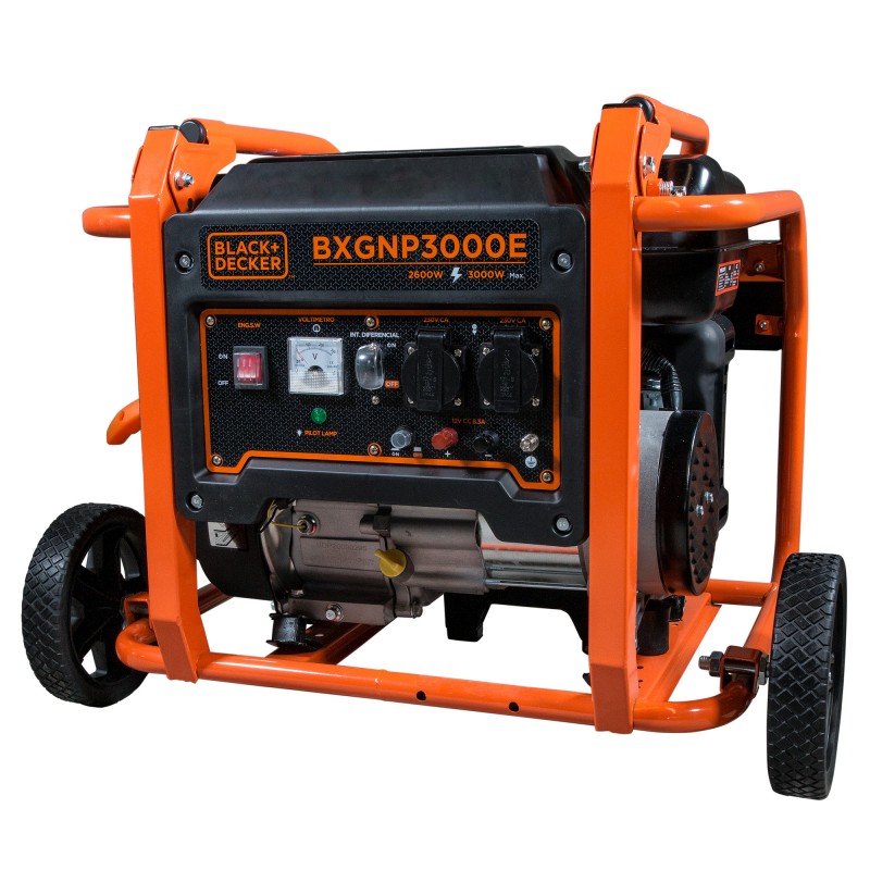 ▷OCASION Gerador a gasolina de 3KW, Black&Decker, kit de rodas