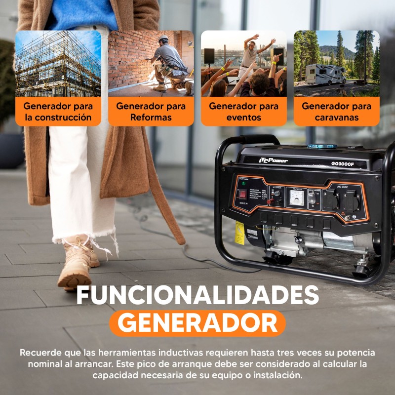 ◁ Gerador a gasolina ITCPower GG3000F ⚡ 2800 W⚡