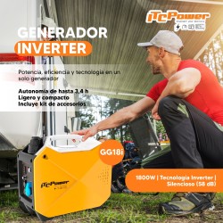 NOVO gerador Inverter com uma potência máxima de 1800w. Pequeno, transportável e funcional, ideal para utilização em lazer.