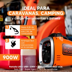 OFERTA Preto+Decker 900W【Gerador Inversor a Gasolina COMPRAR SEGURO】.