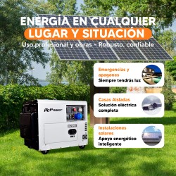 Melhor opção! Gerador ITCPower monofásico de 6300 W, insonorizado, com arranque elétrico. Para apoio a instalações solares ou em