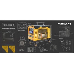 Gerador elétrico a diesel de 5,7 kW / 7,9 kVA Full Power da KOMPAK