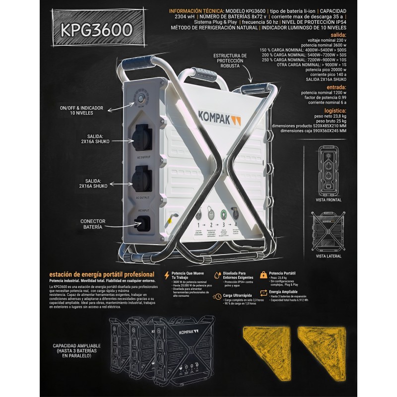 KPG3600 Estación de energía portátil KOMPAK 3600W